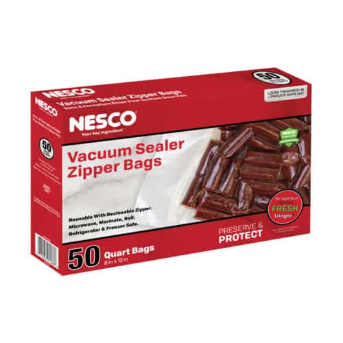 50 Vacuum Sealer Zipper Quart Sized Bags  (8″ x 12′)